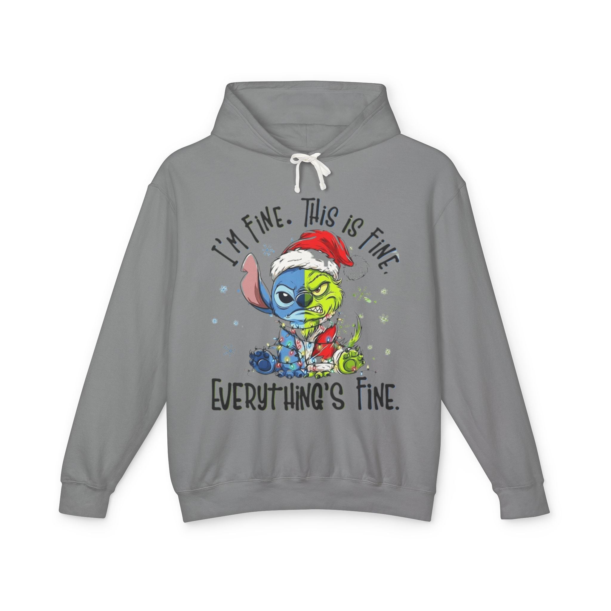 I'm Fine This Is Fine Hoodie  Funny Christmas Stitch Pullover Cartoon Christmas T-shirts and Sweaters