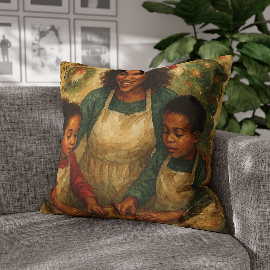 Holiday Baking Family Pillowcase — Square Decorative Throw Pillow