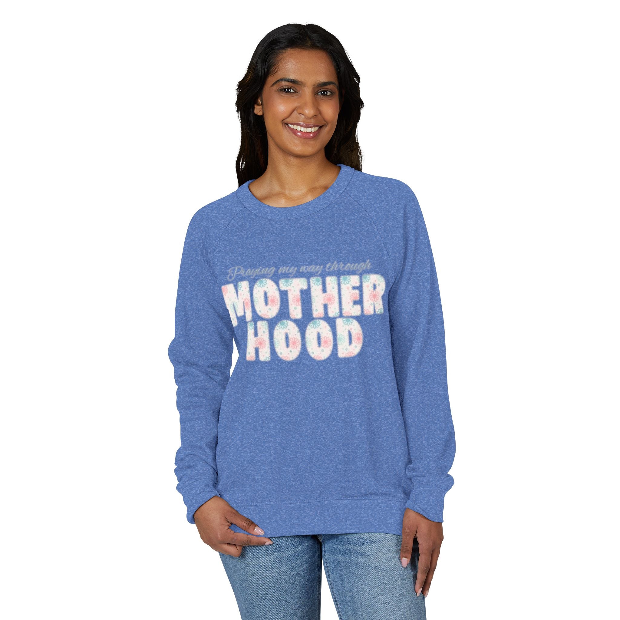 Motherhood Crewneck Sweatshirt  'Blessed with the Chaos' Raglan Pullover for Moms