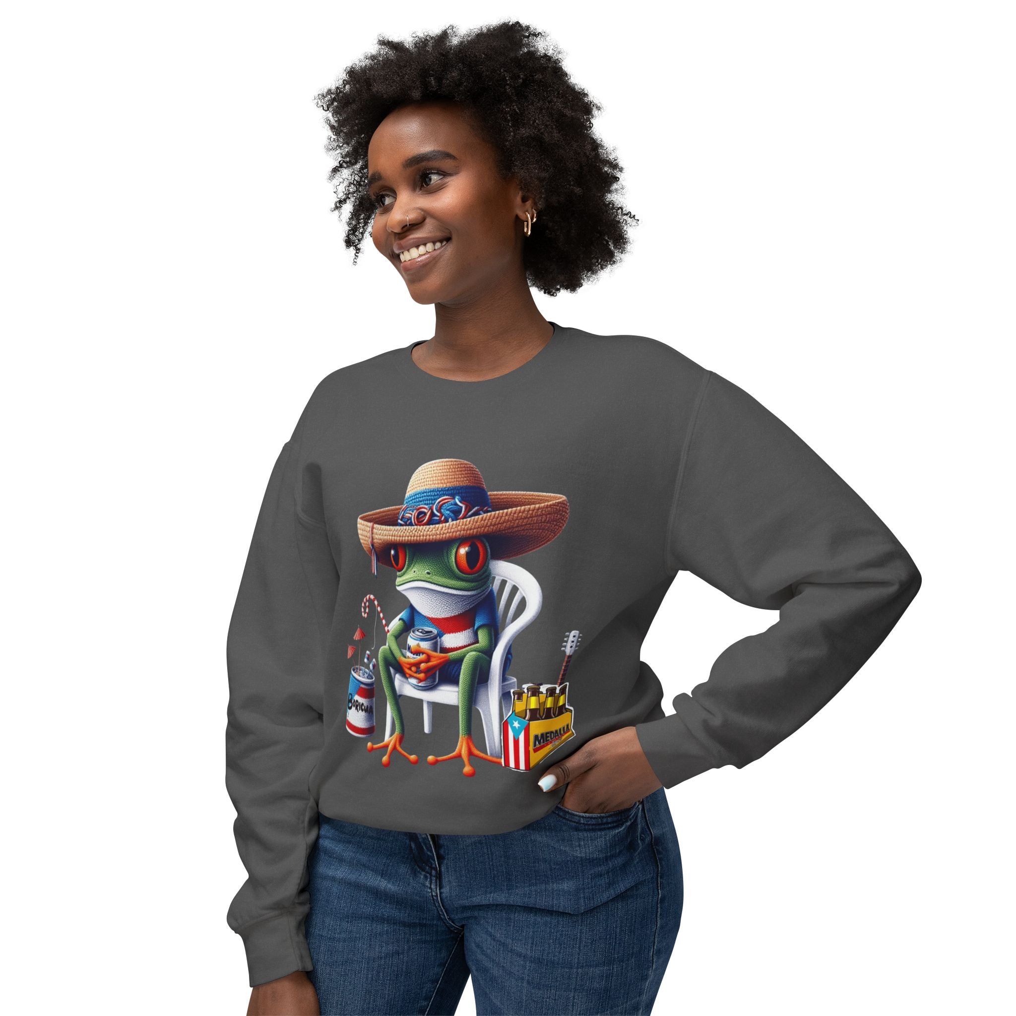 Coqui in Sombrero Crewneck Sweatshirt Puerto Rico’s Navidades