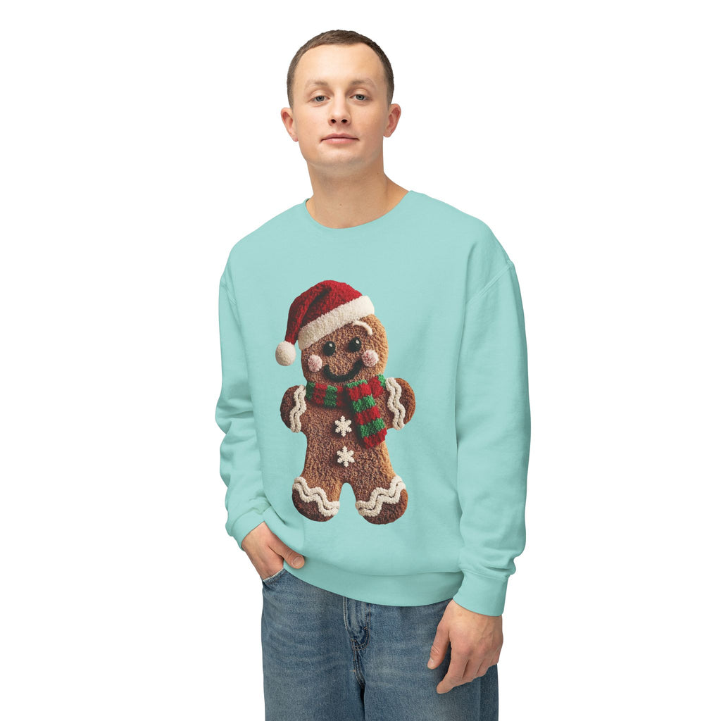 Gingerbread Cookie Christmas Sweatshirt – Cute Santa Hat & Scarf Holiday Crewneck