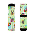 Navidad en Puerto Rico Tropical Postcard Crew Socks  Vintage Beach Stamps Pattern