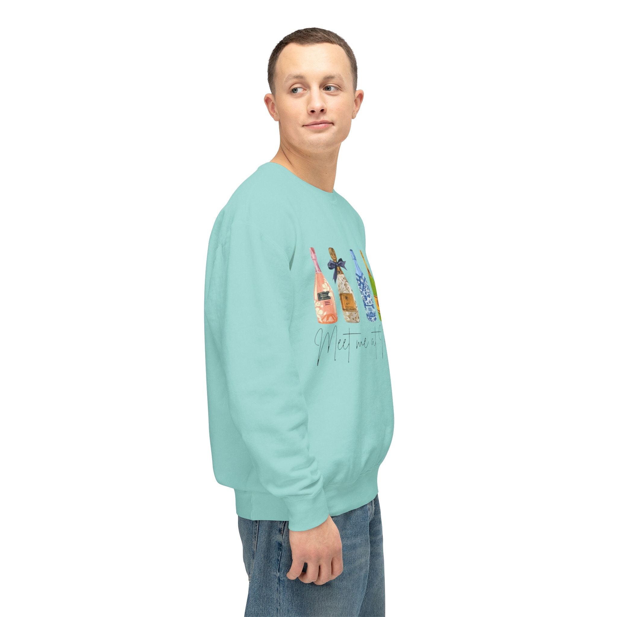 Champagne Bottles Crewneck Sweatshirt  Celebratory Bubbly Graphic