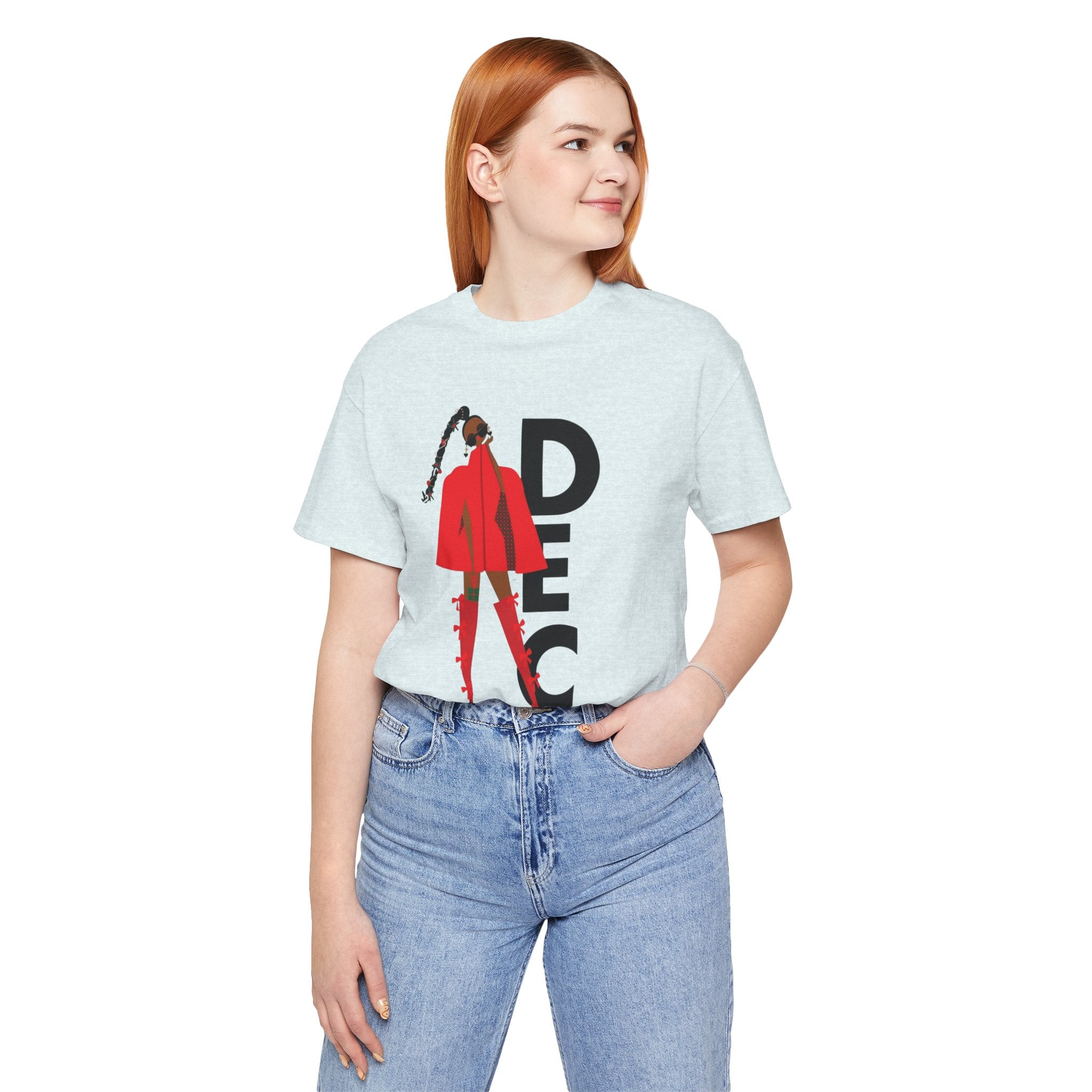 December Fashion Tee  Red Coat Model Graphic Shirt