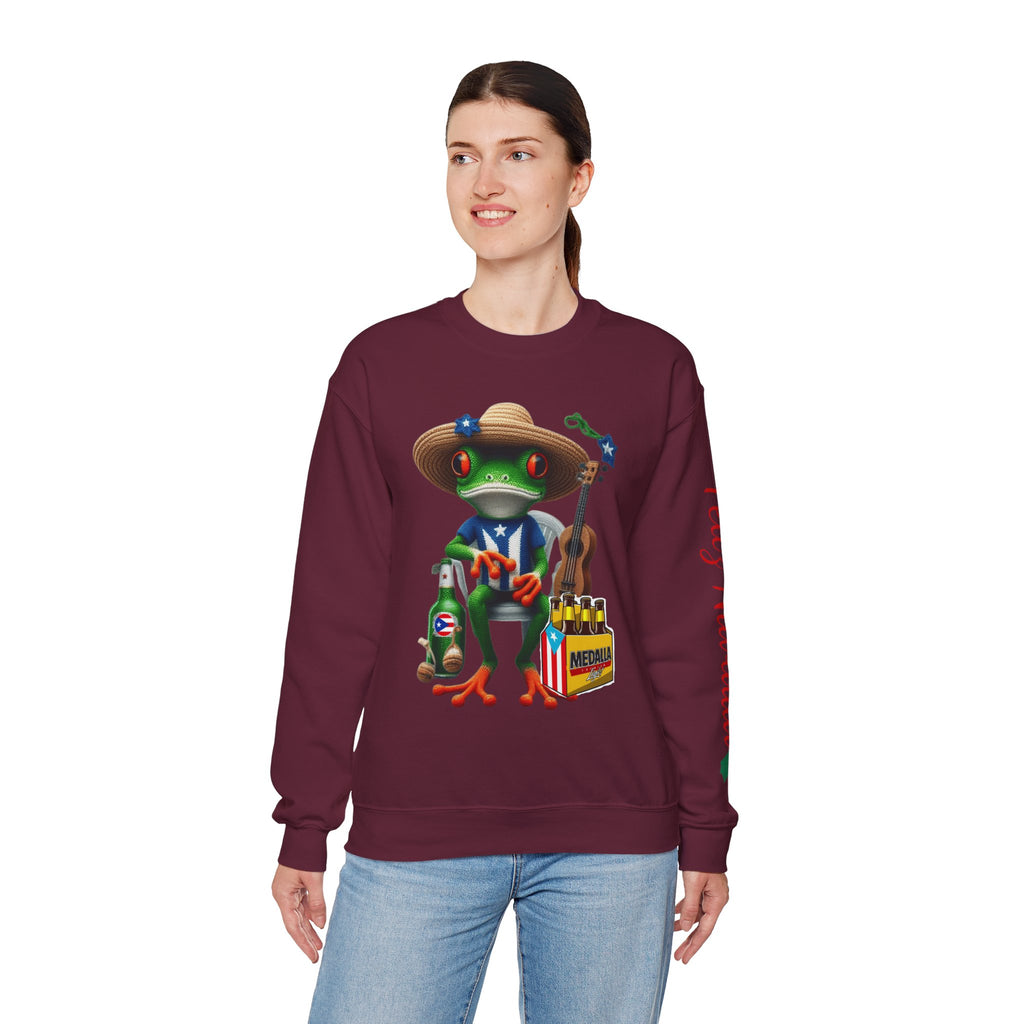 Frog Coqui Crewneck Sweatshirt – Coquito y Medalla Puerto Rican Vibes