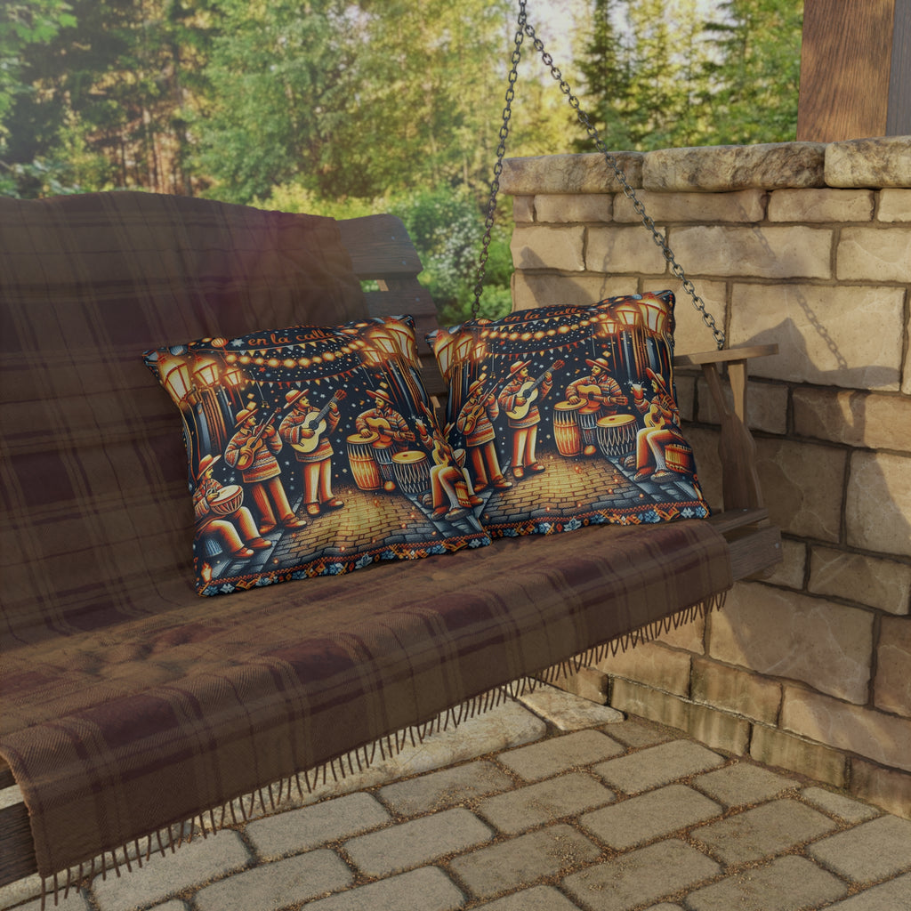 Puerto Rico Culture Pillow Outdoor Pillow  Parranda en la Calle Latin Street Music Festival Throw Pillow