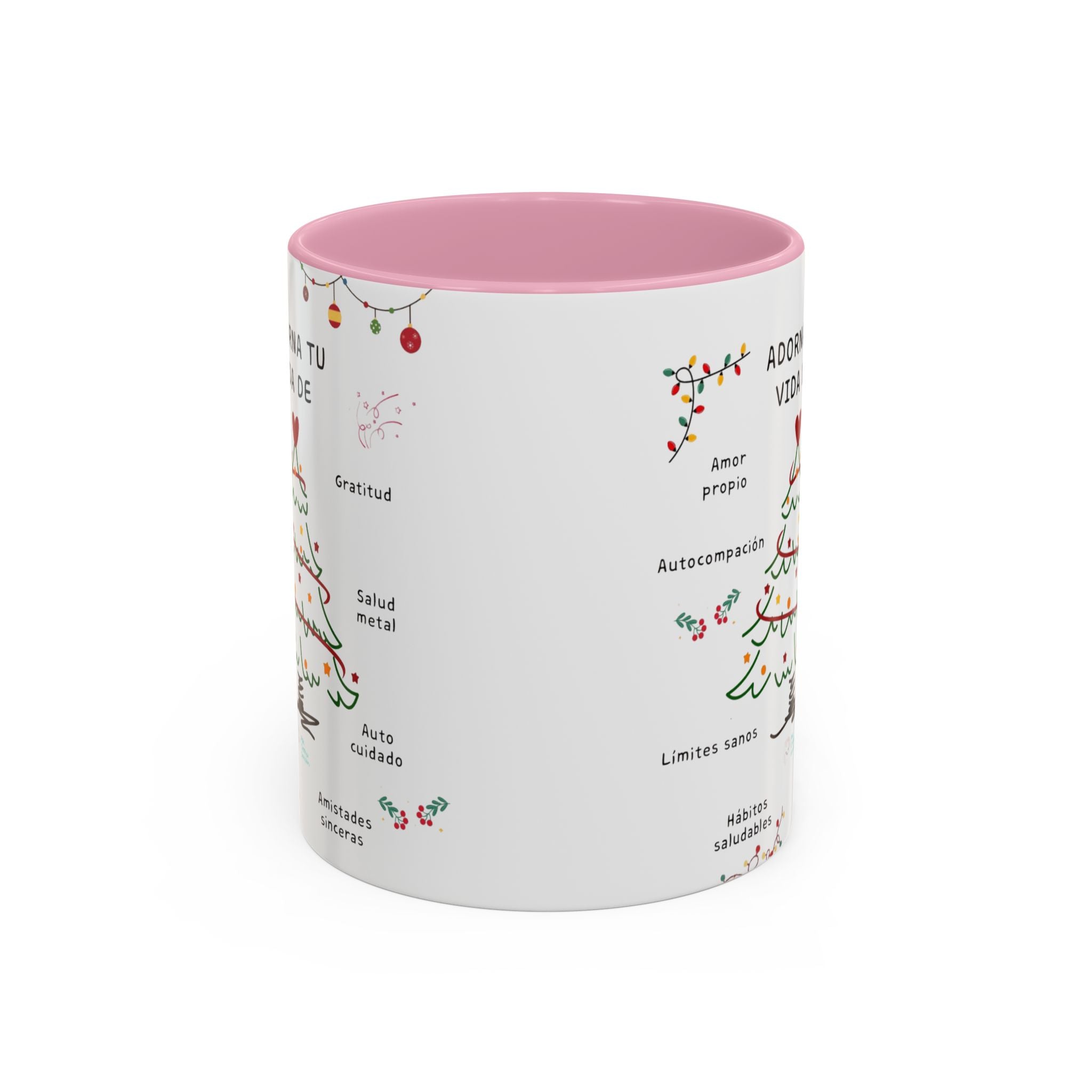 Mug — 'Adorna Tu Vida' Christmas Tree Spanish Holiday Coffee Mug (11oz/15oz)
