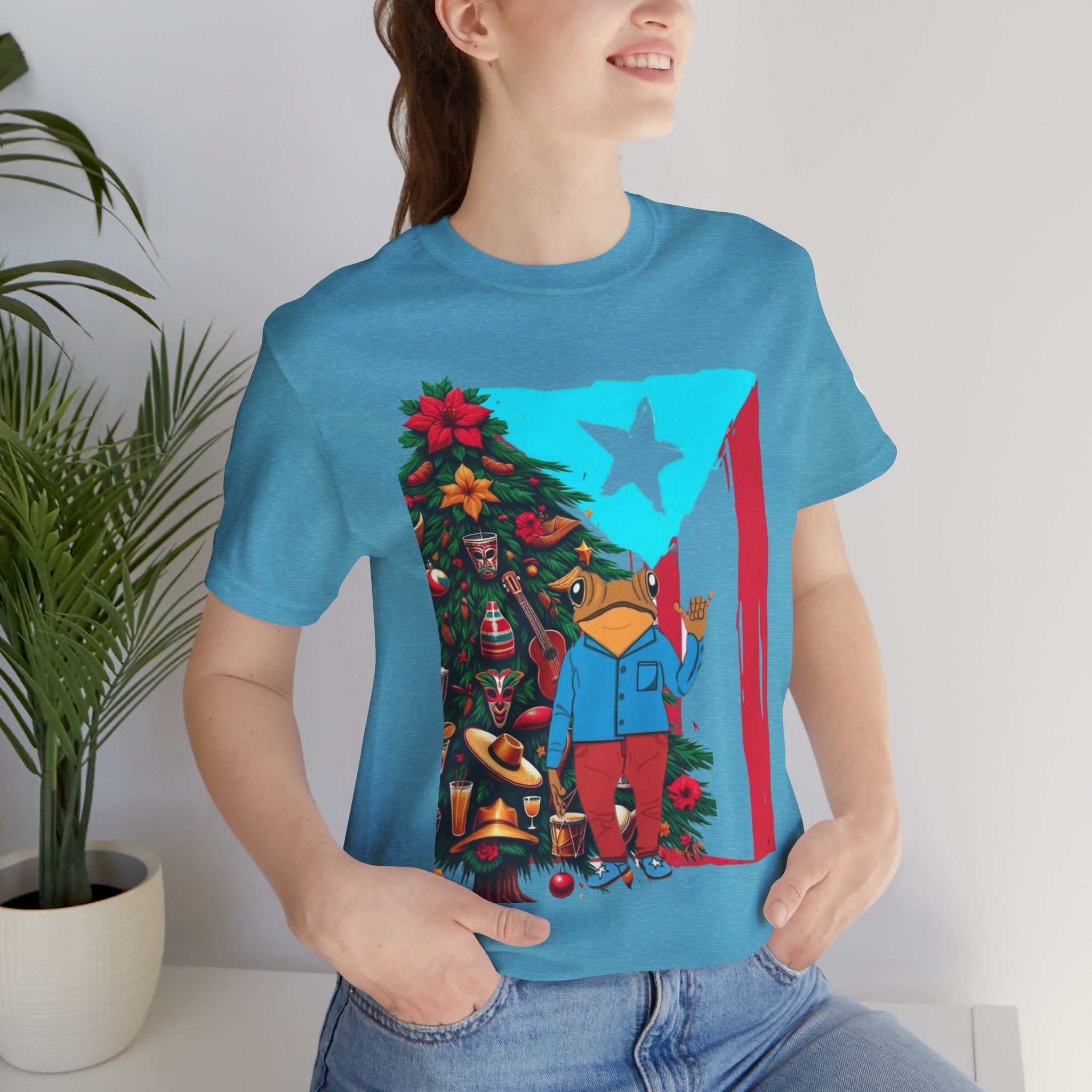Puerto Rico Holiday T-Shirt  Coquí by Christmas Tree Graphic Puerto Rico’s Navidades