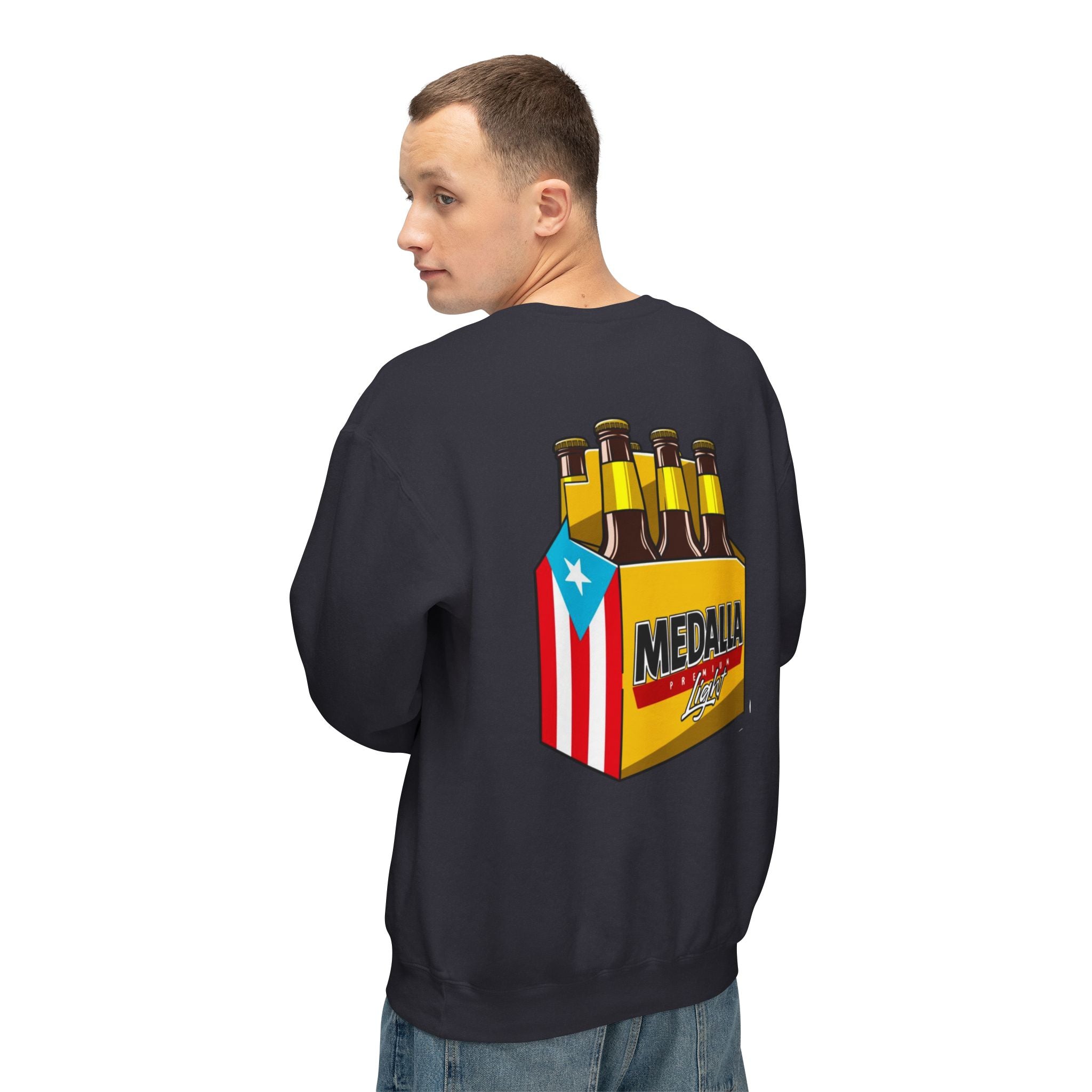 Medalla Light Puerto Rico Sweatshirt Coqui Boricua flag  Beer Pack Graphic Puerto Rico Navidades