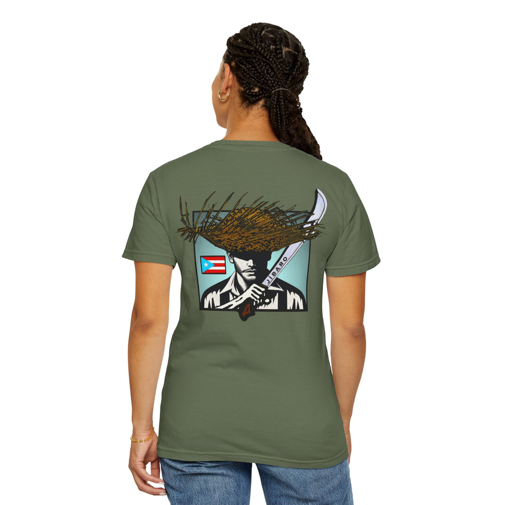 T-Shirt  "Jíbaro" Puerto Rican Heritage Tee (Back Machete  Sombrero de Paja Design) Puerto Rico’s Navidades