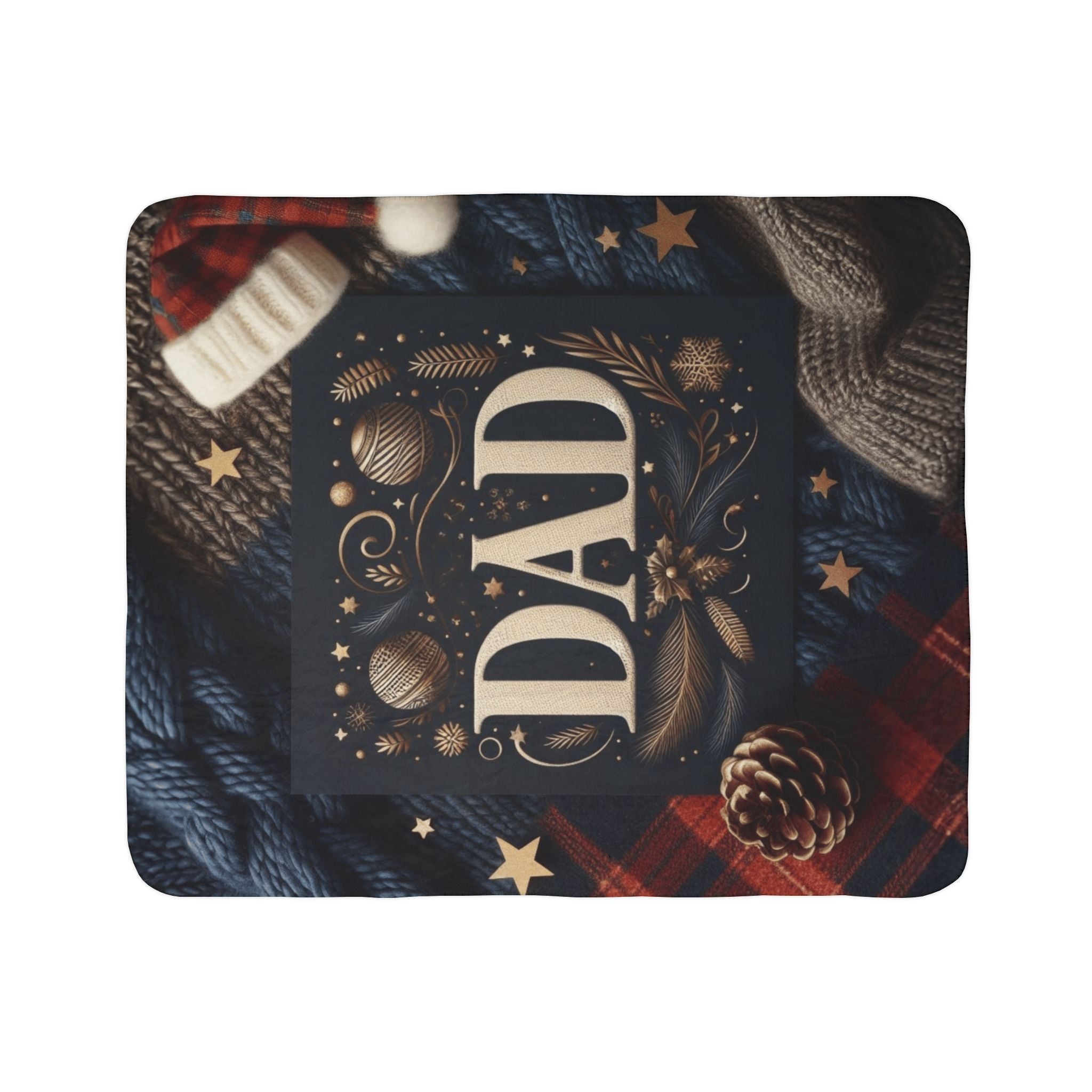 Dad Holiday Sherpa Blanket – Warm Cozy Fleece Throw for Christmas & Father’s Day Holiday Christmas Blanket,