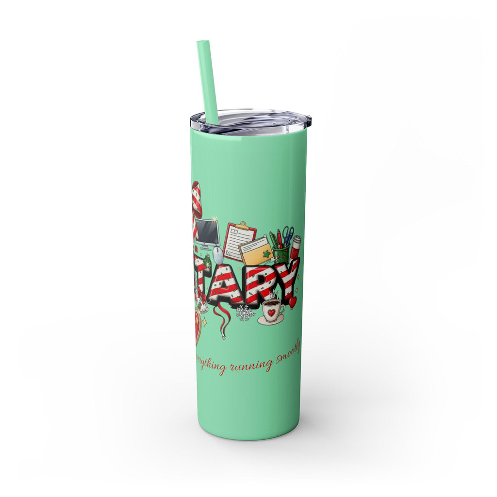 Christmas mug for the office team who keeps everything running smoothly. Candy Cane Christmas Office Secret Santa Design, 20oz with Straw