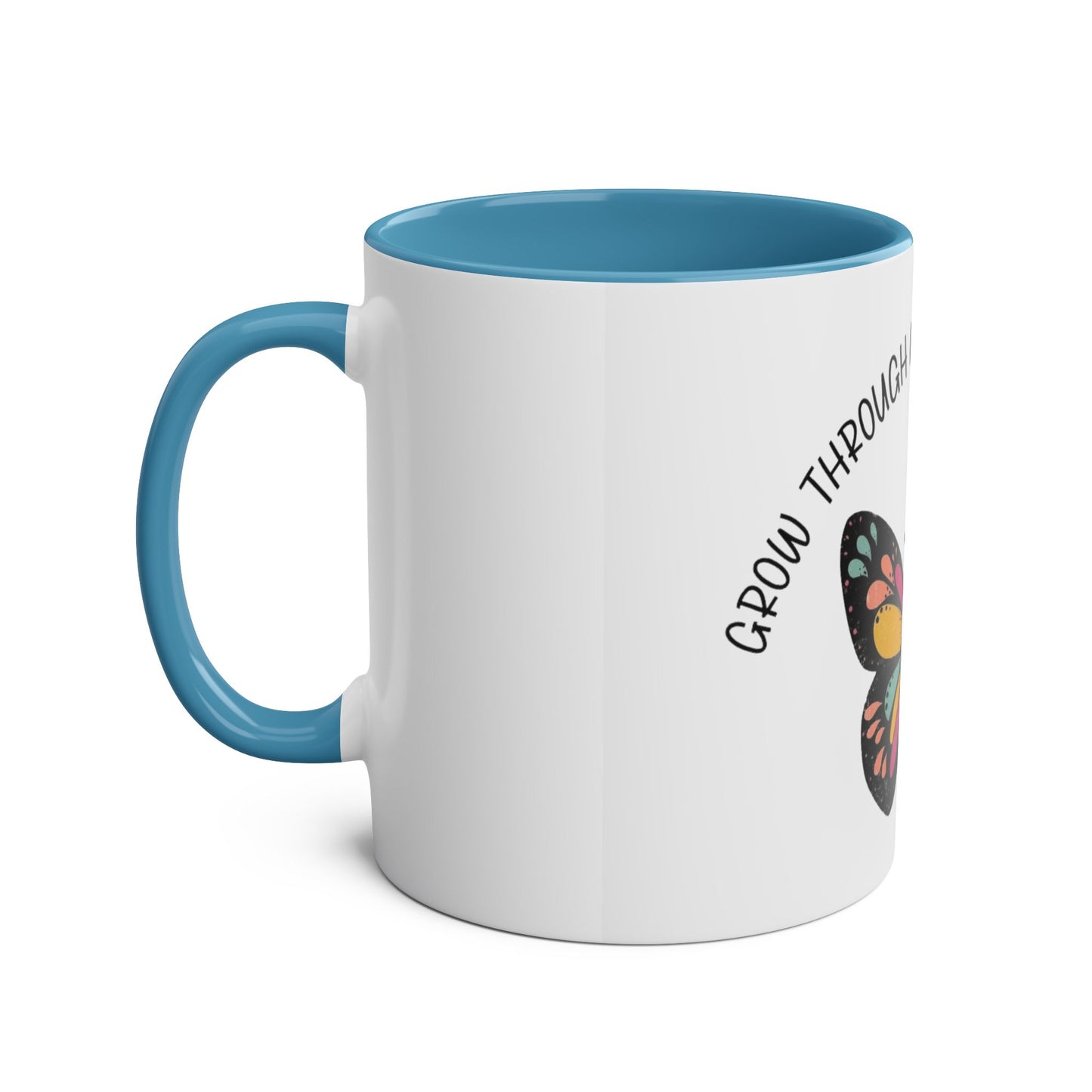 Start your day with meaning. Inspirational Two-Tone Mug for Growth Mindset, Butterfly Design, Coffee or Tea Lover Gift, Motivational Quote, Perfect for Self-Care