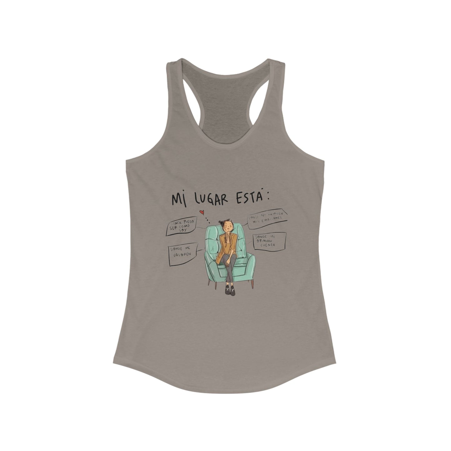 Women's Ideal Racerback Tank with Trendy Illustration, Ideal for Summer, Fitness, Casual Wear, Gifts, Everyday Style