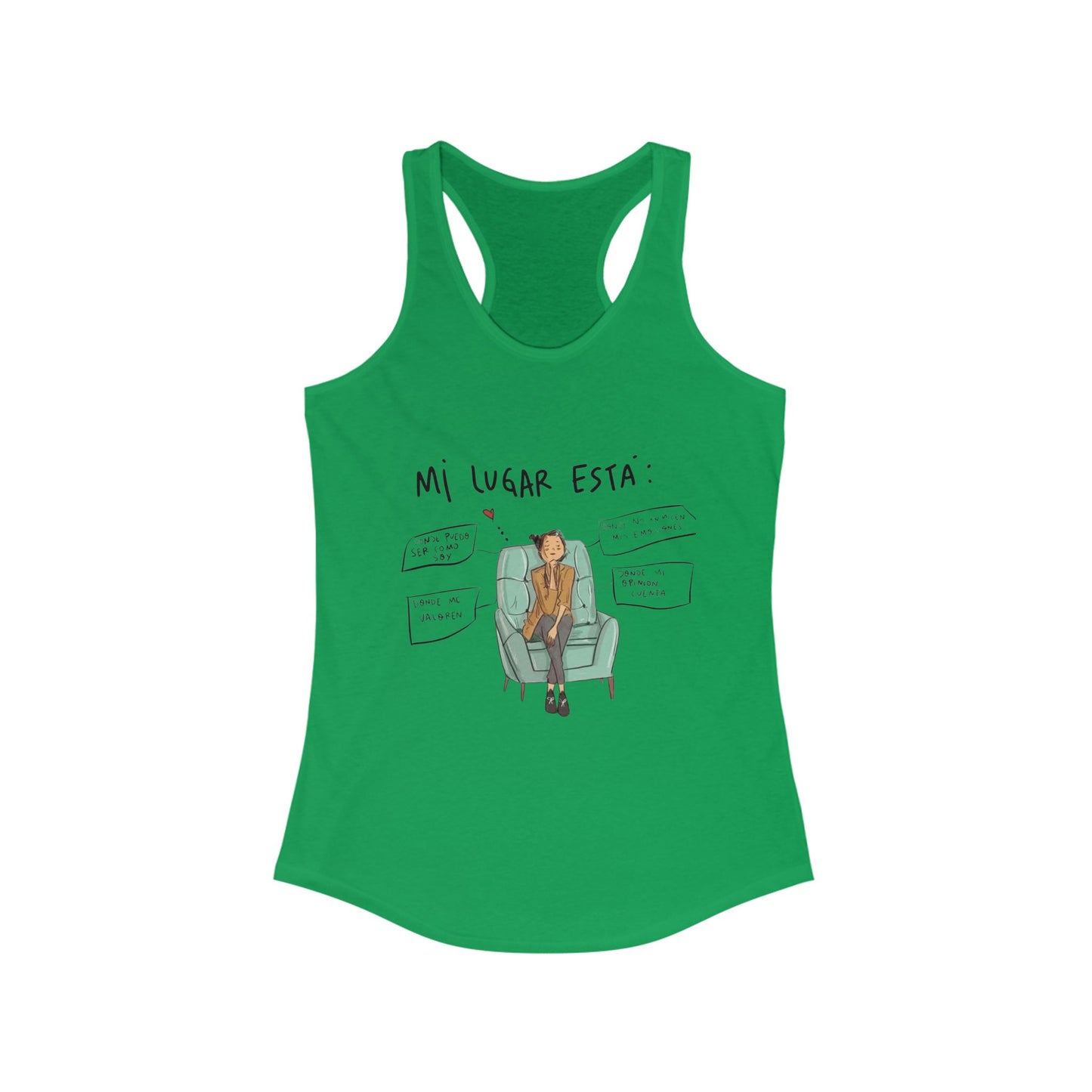 Women's Ideal Racerback Tank with Trendy Illustration, Ideal for Summer, Fitness, Casual Wear, Gifts, Everyday Style