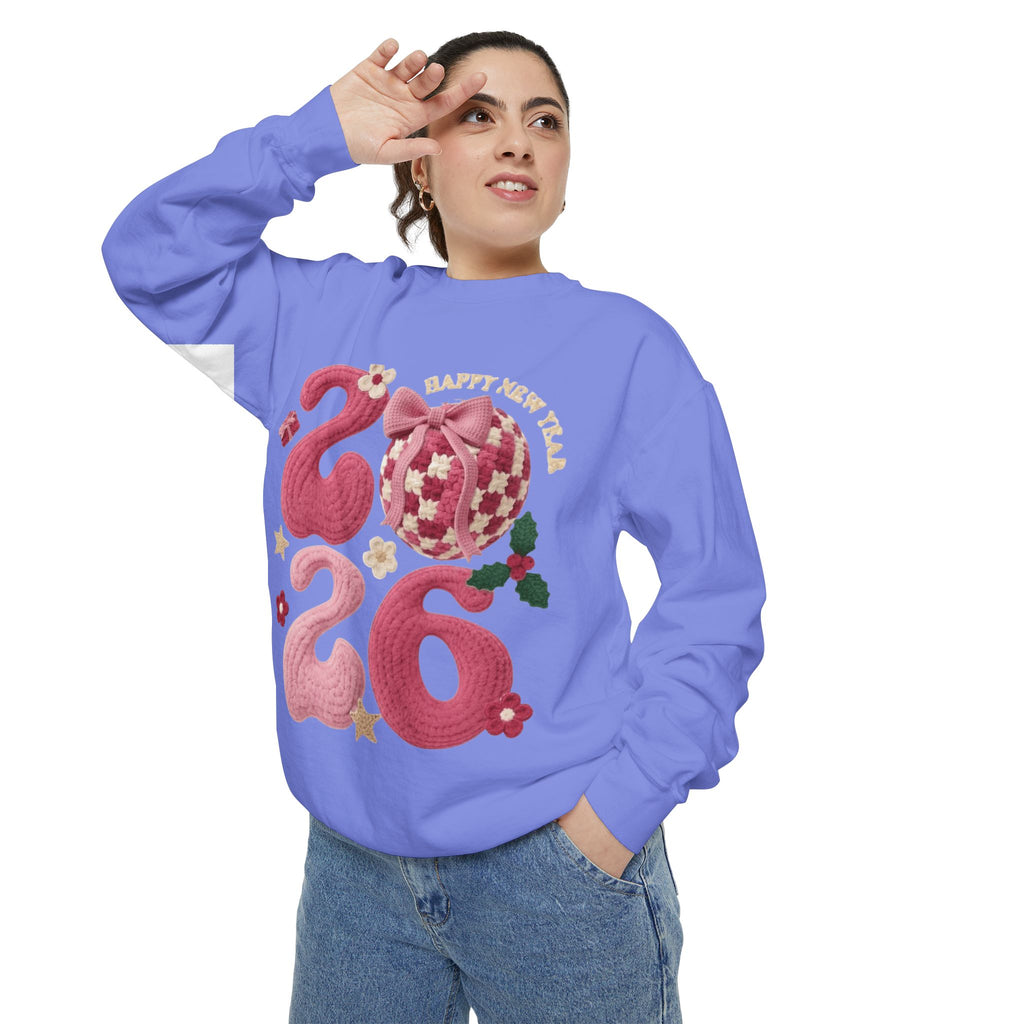 Happy New Year 2026 Sweater  Pink Festive Graphic Sweatshirt