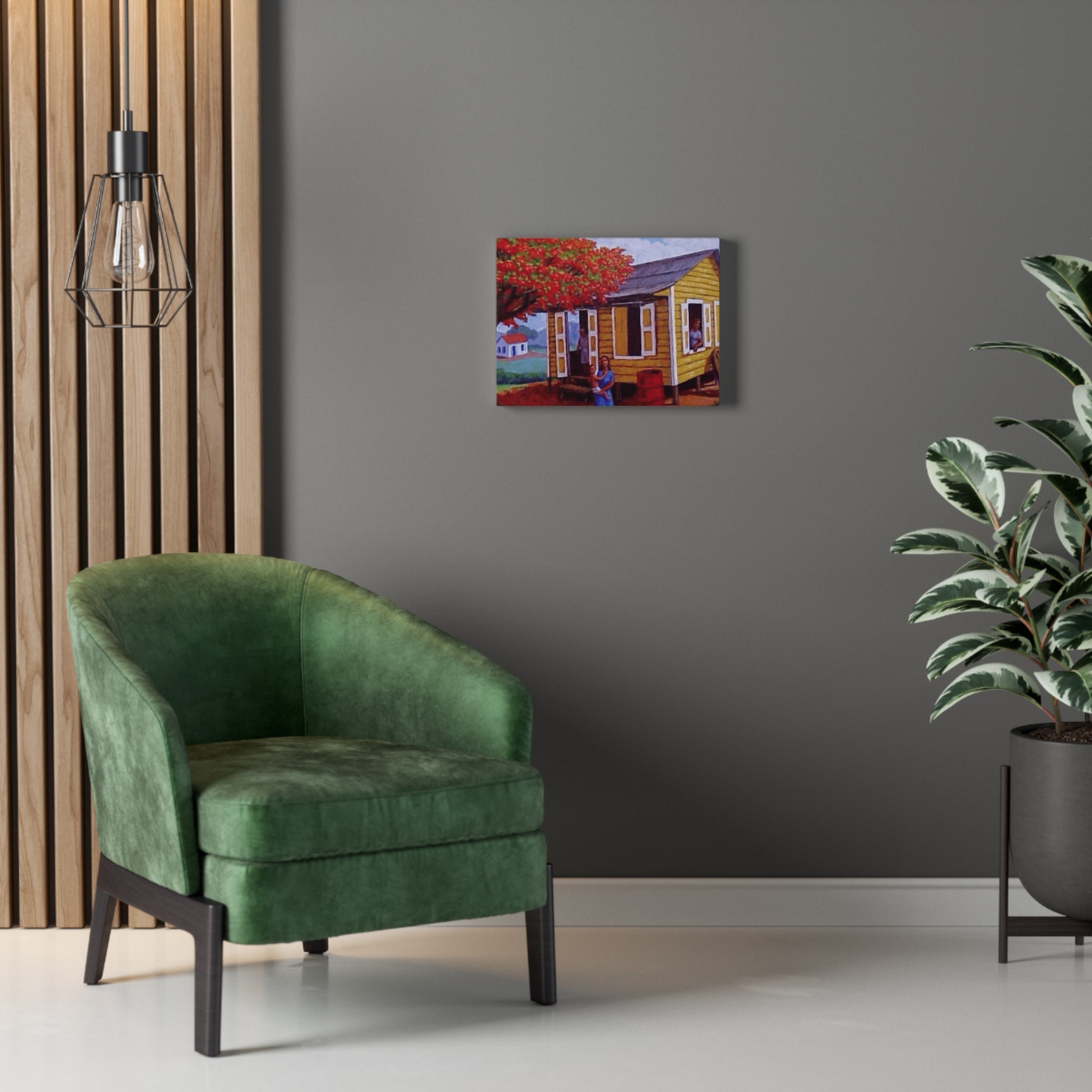 The Soul of Puerto RicoCaribbean Cottage Stretched Canvas  Tropical Village Scene Wall Art