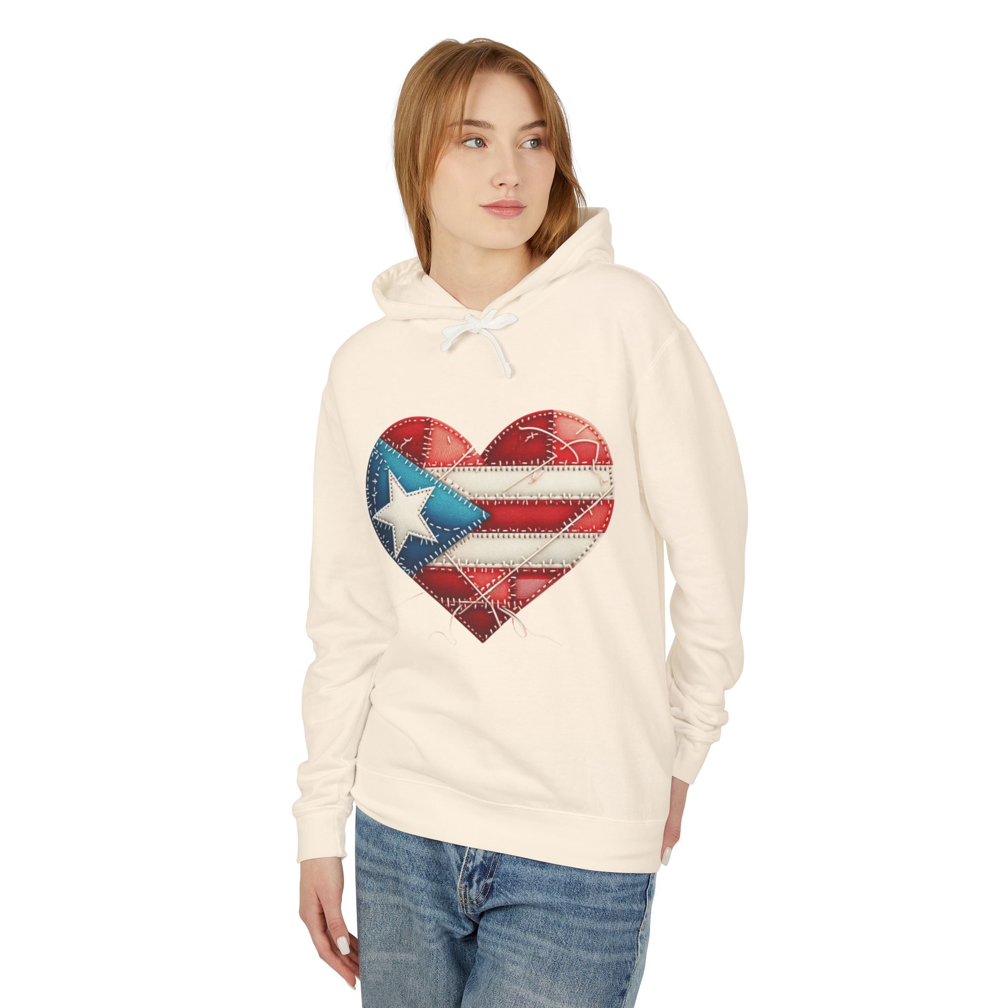 Puerto Rico Heart Flag Hoodie  "Jíbaro" Back Graphic