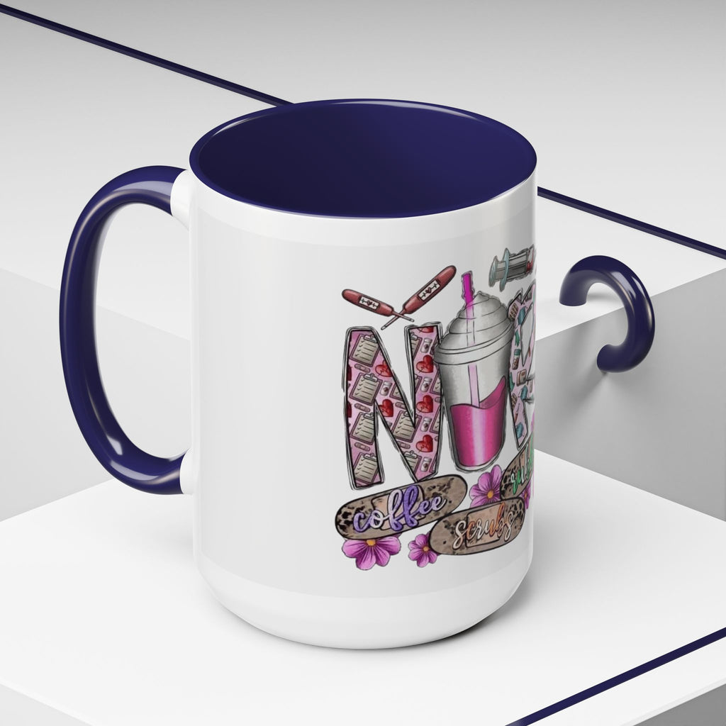 Nurse Love Coffee Mug  Cute Floral Medical Stethoscope & Syringe Design (11/15oz) Medical Christmas Mug