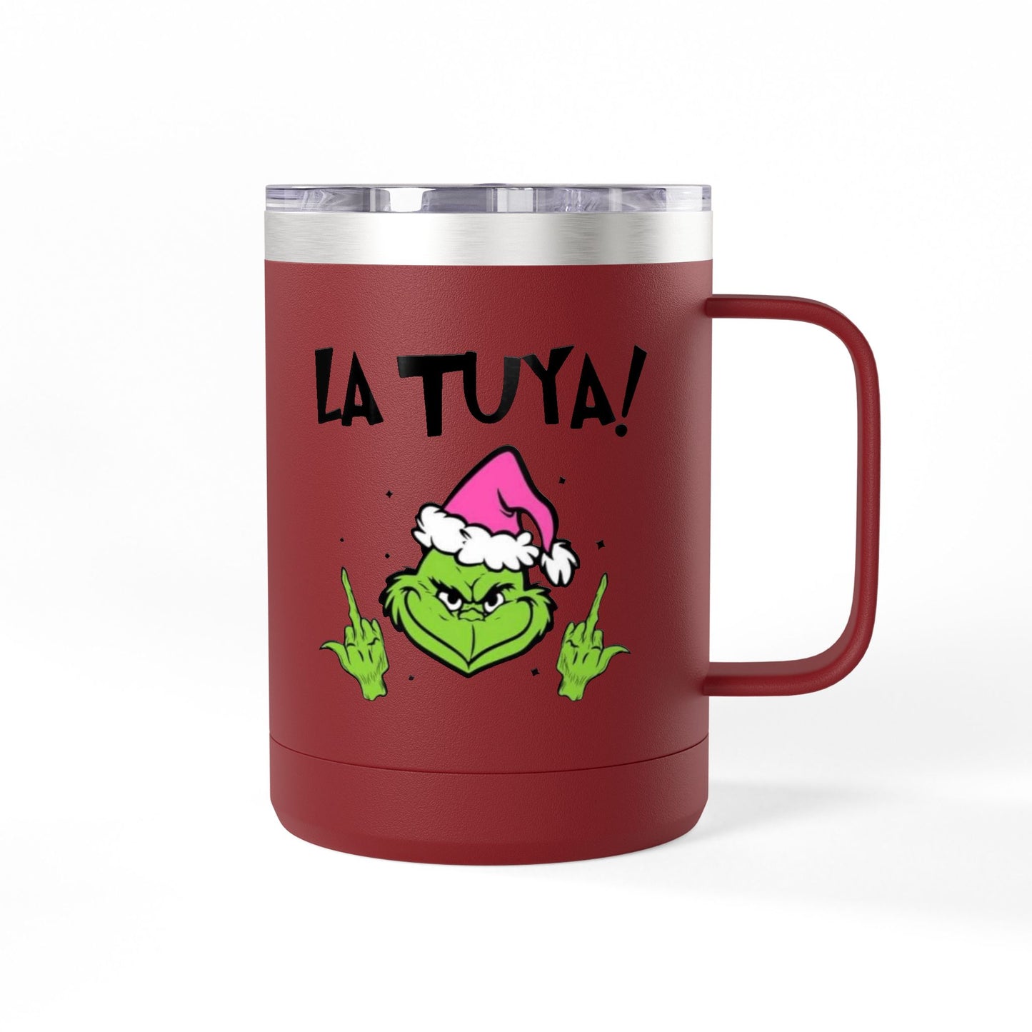 Holiday Grinch Coffee Mug Tumbler - 15oz Vaso / Taza de Acero Inoxidable – Diseño Navideño