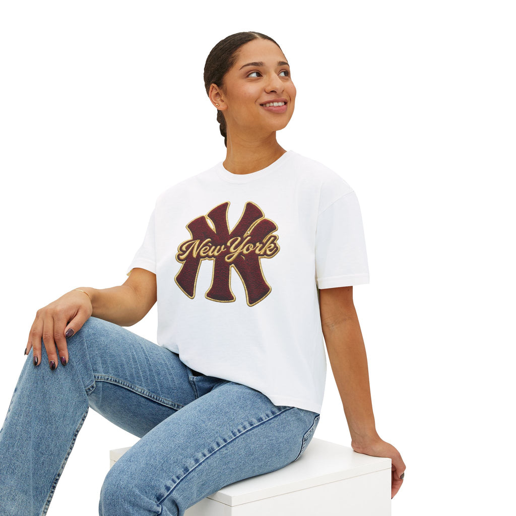 New York Script Logo Women's Boxy Tee – Vintage City Graphic T-Shirt