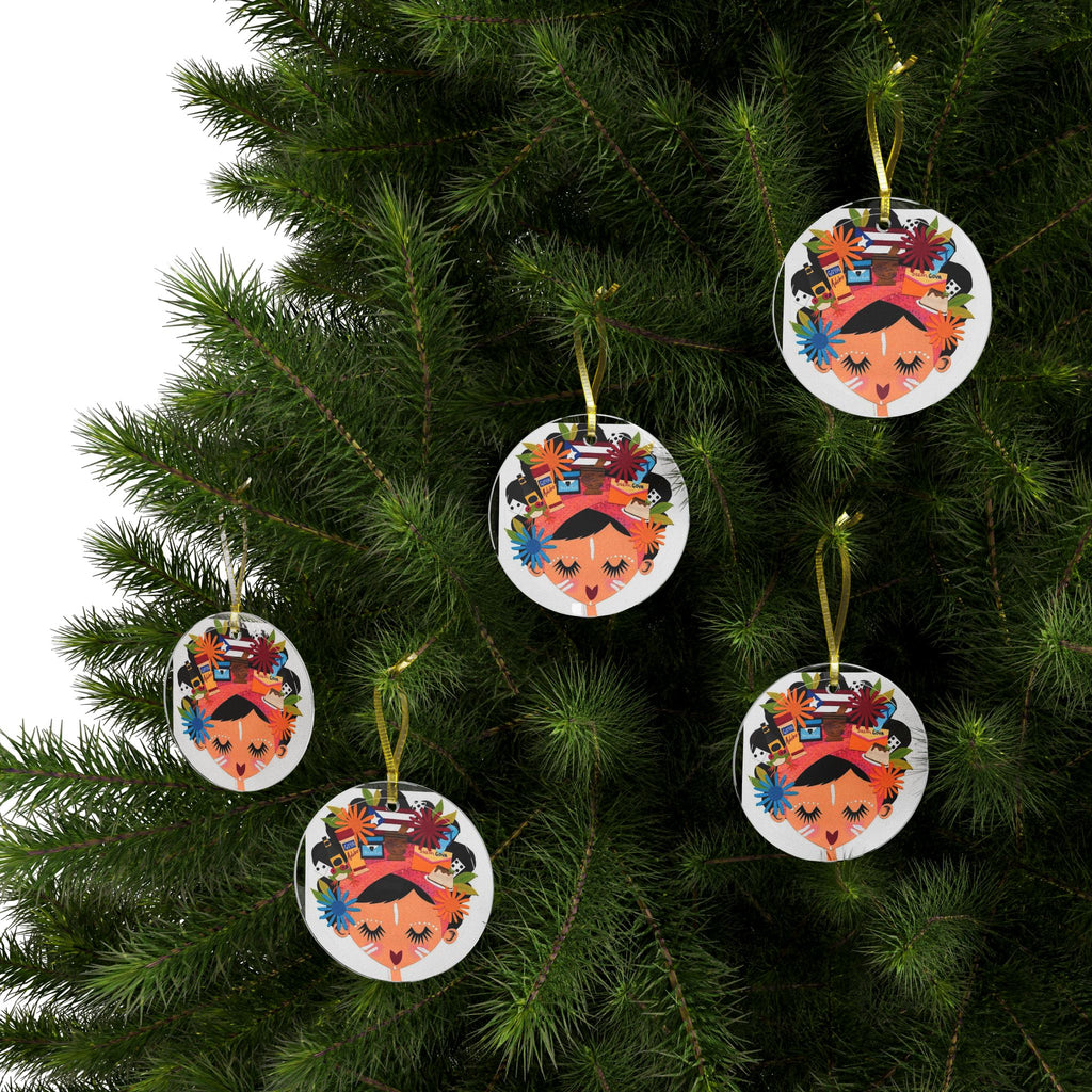 Feliz Navidad Boricua Glass Ornament | Puerto Rican Christmas Keepsake Glass Ornaments