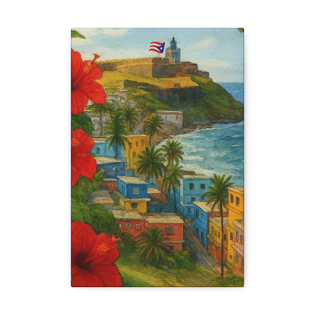 Puerto Rico Coastal Canvas Print — Old San Juan Seaside Wall Art (Stretched 1.5")