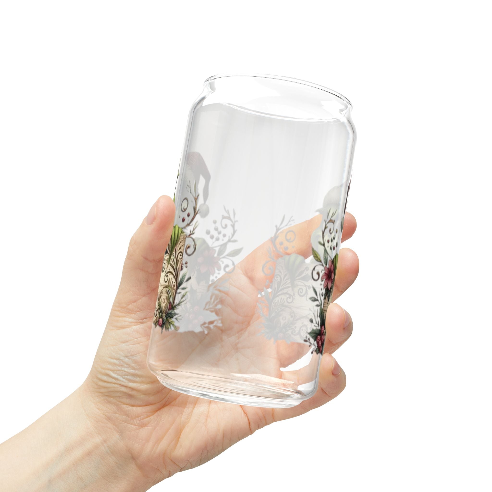 Christmas Design Whimsical Grinch Sipper Glass - 16oz with Bamboo Lid
