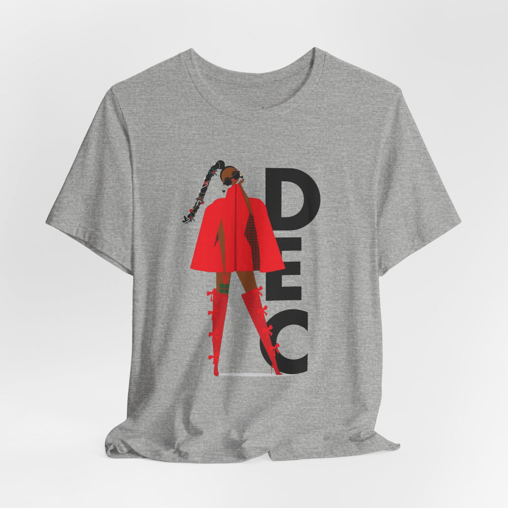 December Fashion Tee  Red Coat Model Graphic Shirt
