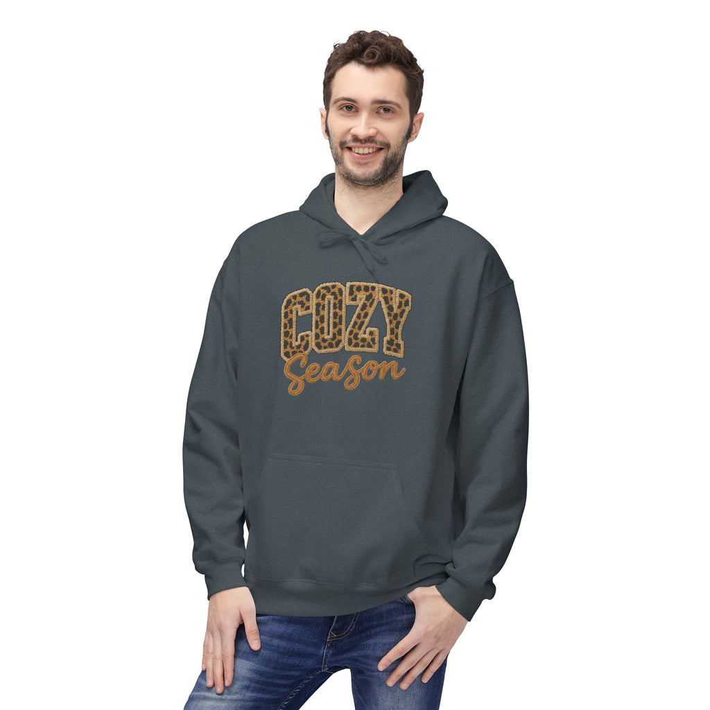 Cozy Season Leopard Hoodie — Fall Winter Graphic Pullover