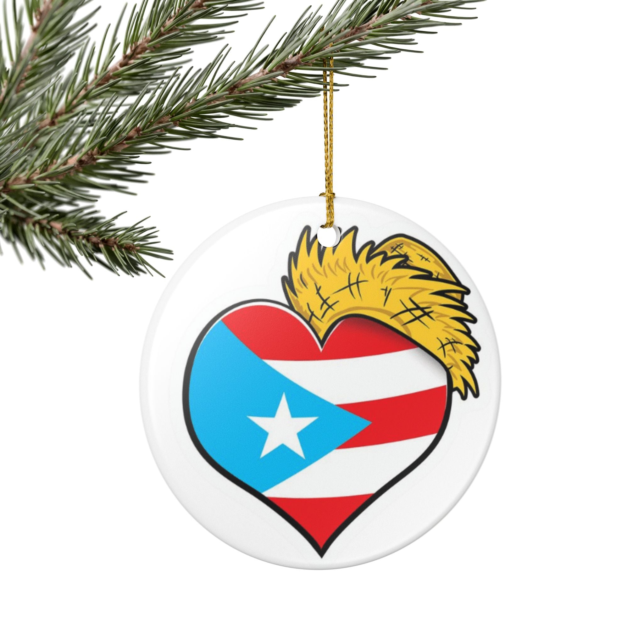Puerto Rico Heart Ceramic Ornament  Boricua Pride  Decoration