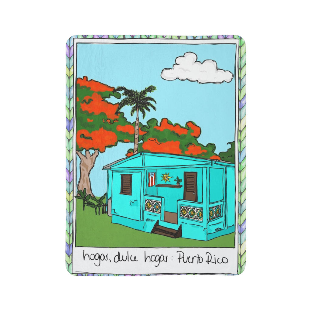 Isla del Encanto Navidad Throw Tropical Cottage Sherpa Blanket  Puerto Rico Coquí Vibes Fleece Throw