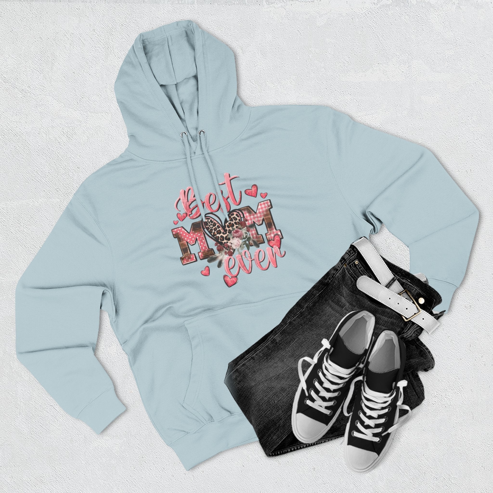 Best Mom Ever Hoodie  Leopard Heart Mother's Day Pullover