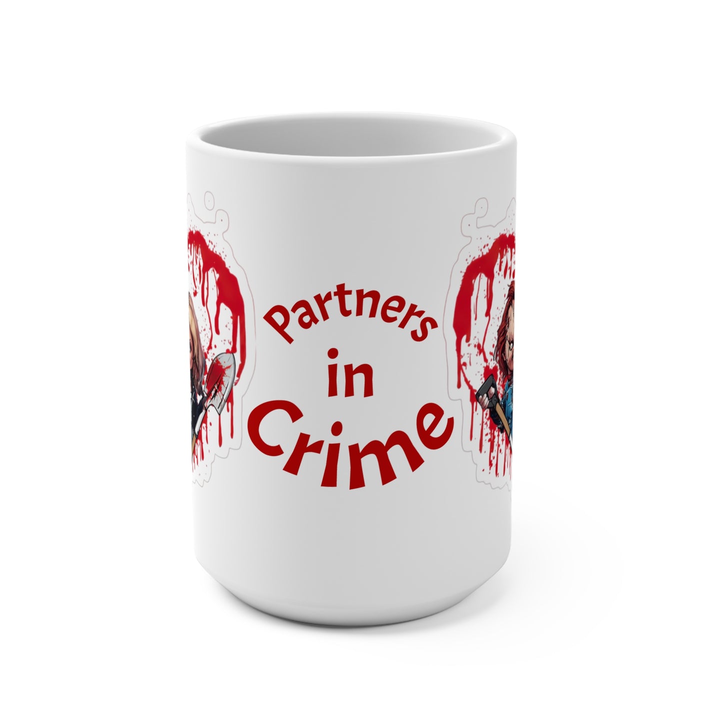 Partners in Crime Mug - 15oz, Funny Gift for Best Friends, Couples, Halloween Decoration, Cute Coffee Cup, Unique Collectible