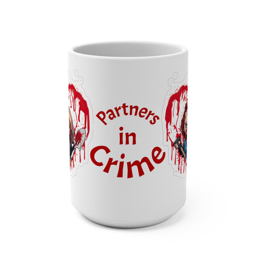 Partners in Crime Mug - 15oz, Funny Gift for Best Friends, Couples, Halloween Decoration, Cute Coffee Cup, Unique Collectible