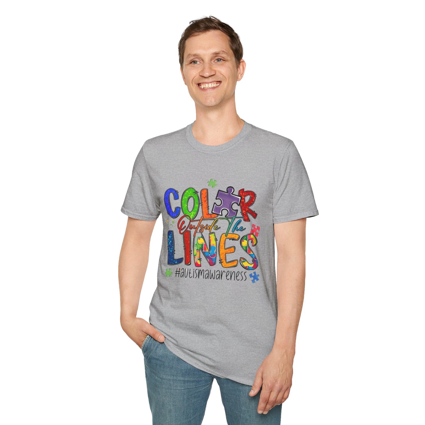 Color Outside the Lines Unisex T-Shirt for Autism Awareness