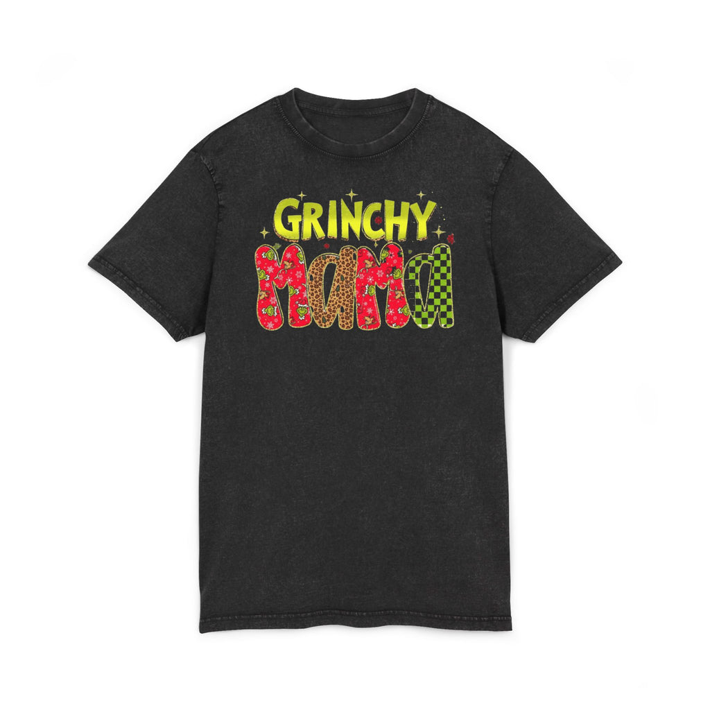 Grinchy Mama Acid-Wash Tee  Holiday Family Christmas Shirt