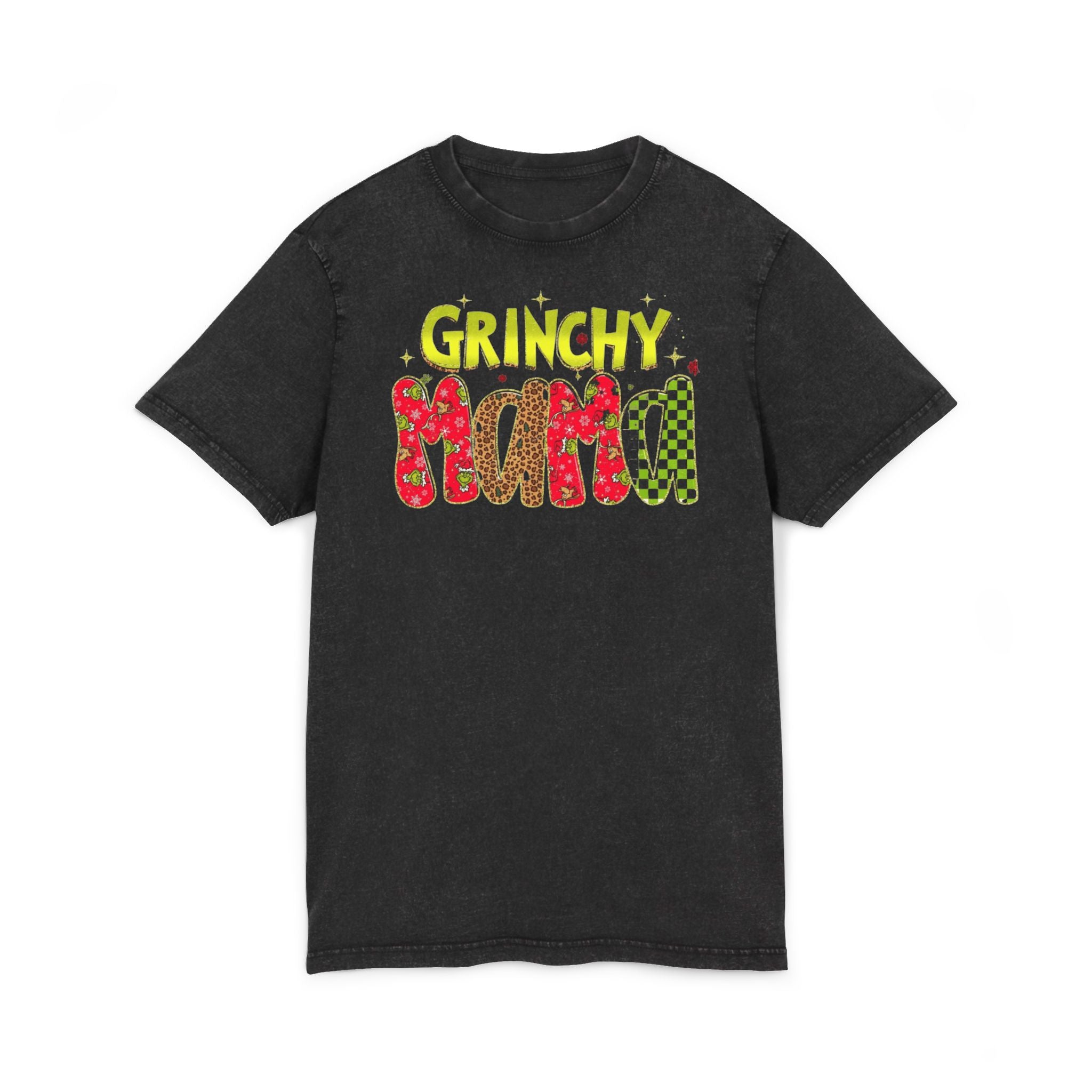 Grinchy Mama Acid-Wash Tee  Holiday Family Christmas Shirt