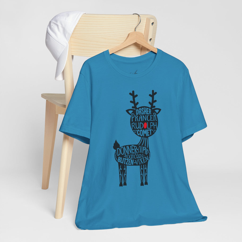 Christmas Reindeer Graphic Tee - Unisex Jersey Short Sleeve Shirt