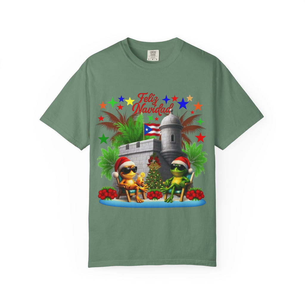 Feliz Navidad Puerto Rico T-Shirt  Castillo & Coquí Holiday Tee Puerto Rico Navidades