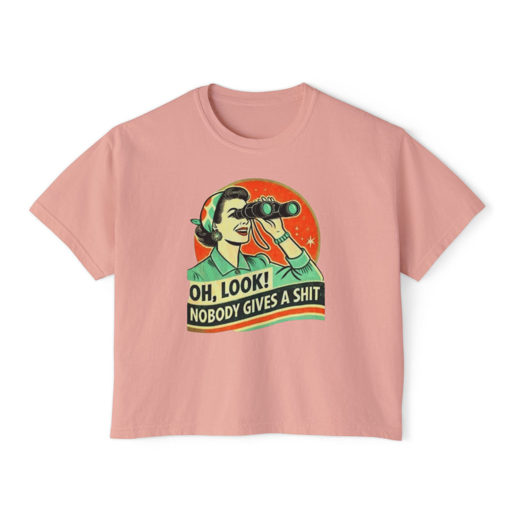 Graphic Tee — "Oh, Look! Nobody Gives a Shit" Retro Binoculars Design