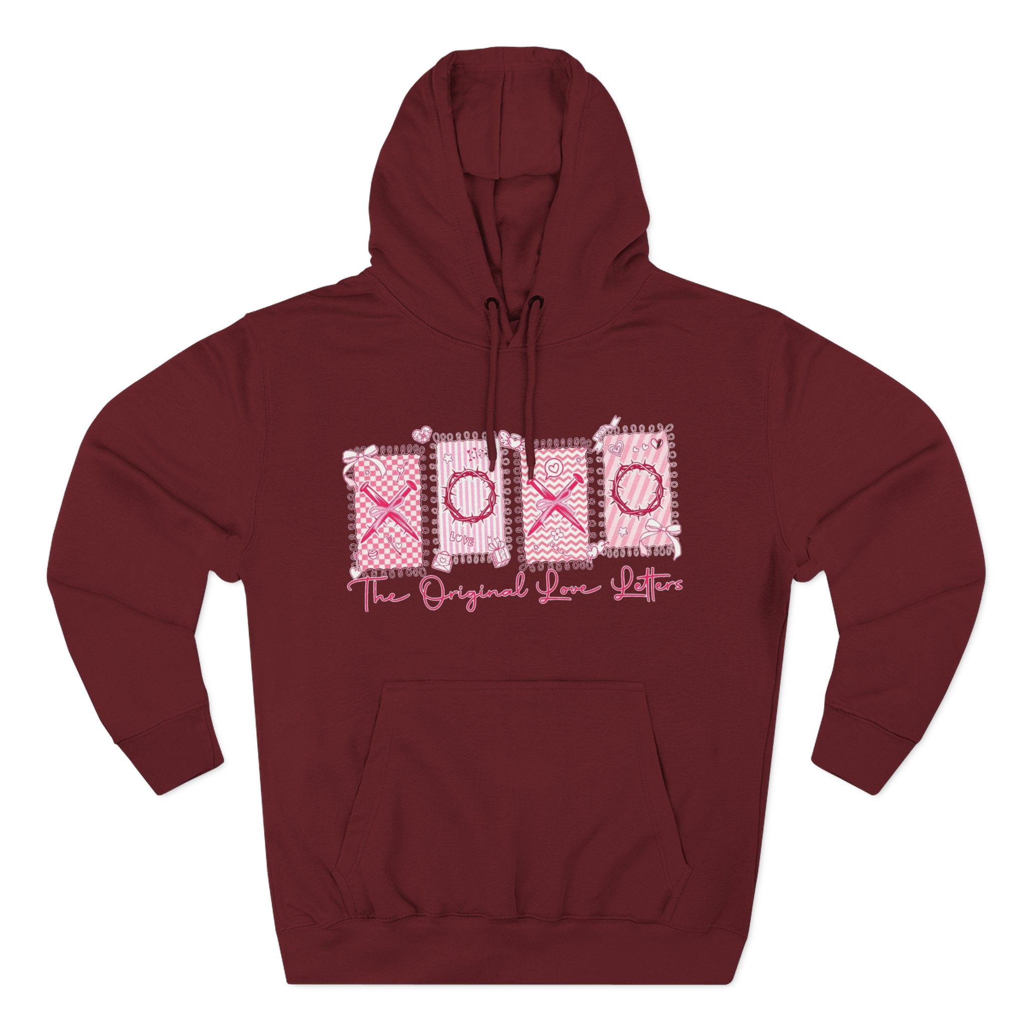 Hoodie  Pink XOXO Three Panel Love Letters Fleece Hoodie