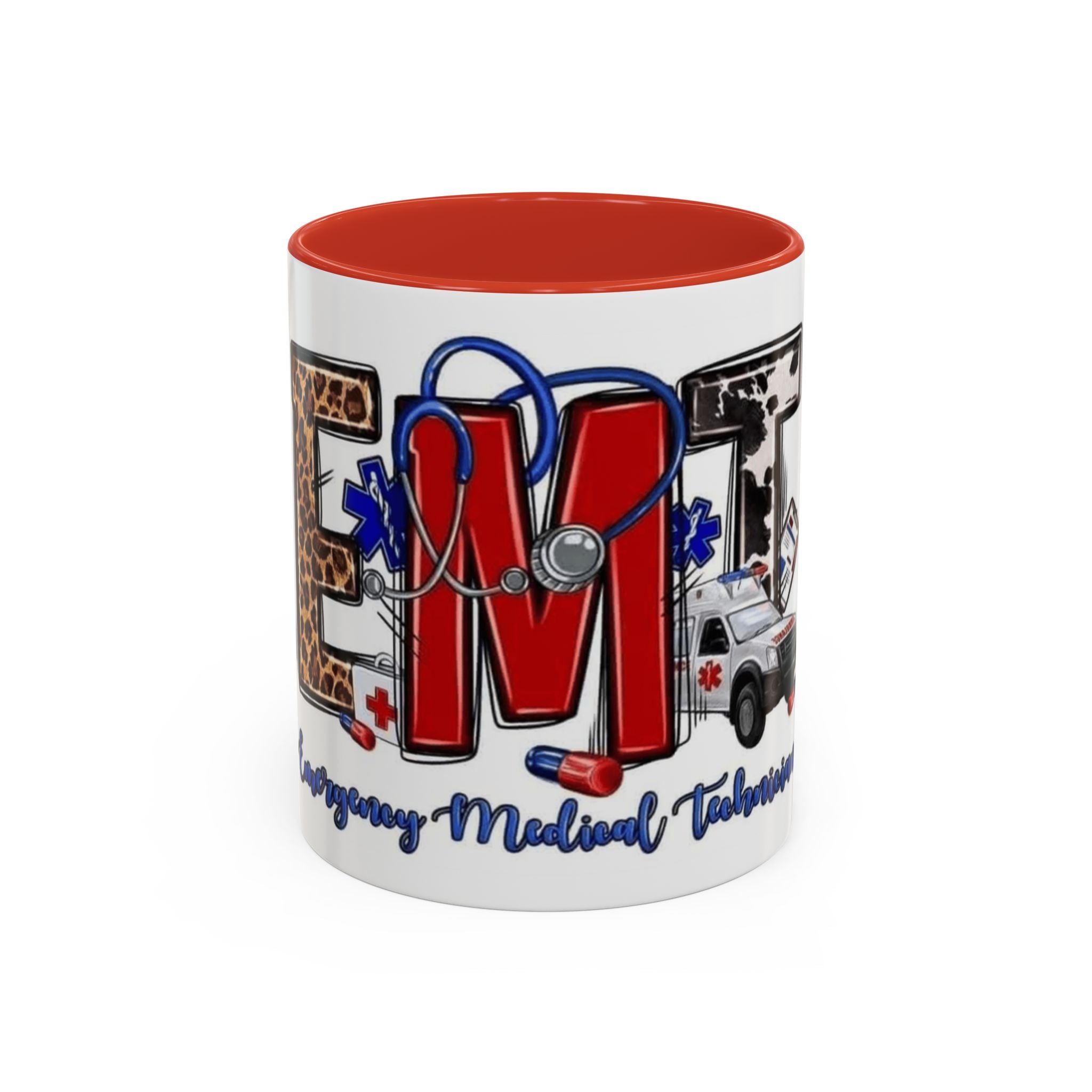 EMT Coffee Mug — Emergency Medical Technician Ambulance Stethoscope Design (11/15oz) Medical Christmas Mug