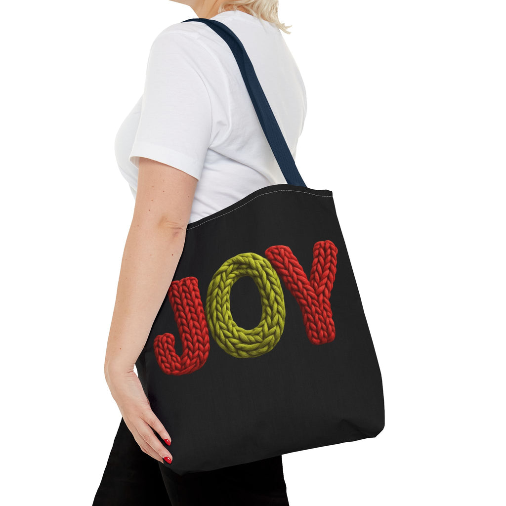 Christmas Tote Bag  Festive Holiday DesigJoy Knit Tote Bag  Colorful 'JOY' Yarn Design, Cozy Holiday Gift Tote