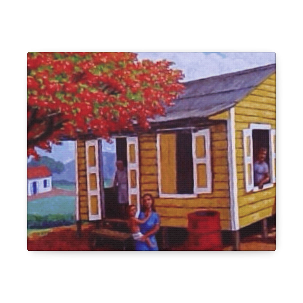 The Soul of Puerto RicoCaribbean Cottage Stretched Canvas  Tropical Village Scene Wall Art