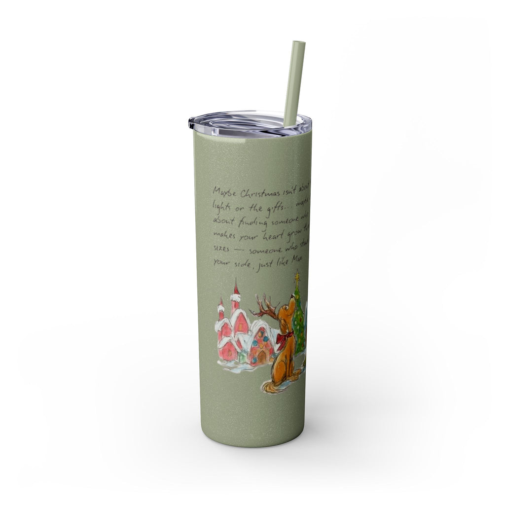 Grinch Christmas Skinny Tumbler with Straw — Dr. Seuss Holiday Quote Design, 20oz Christmas Mugs Collection