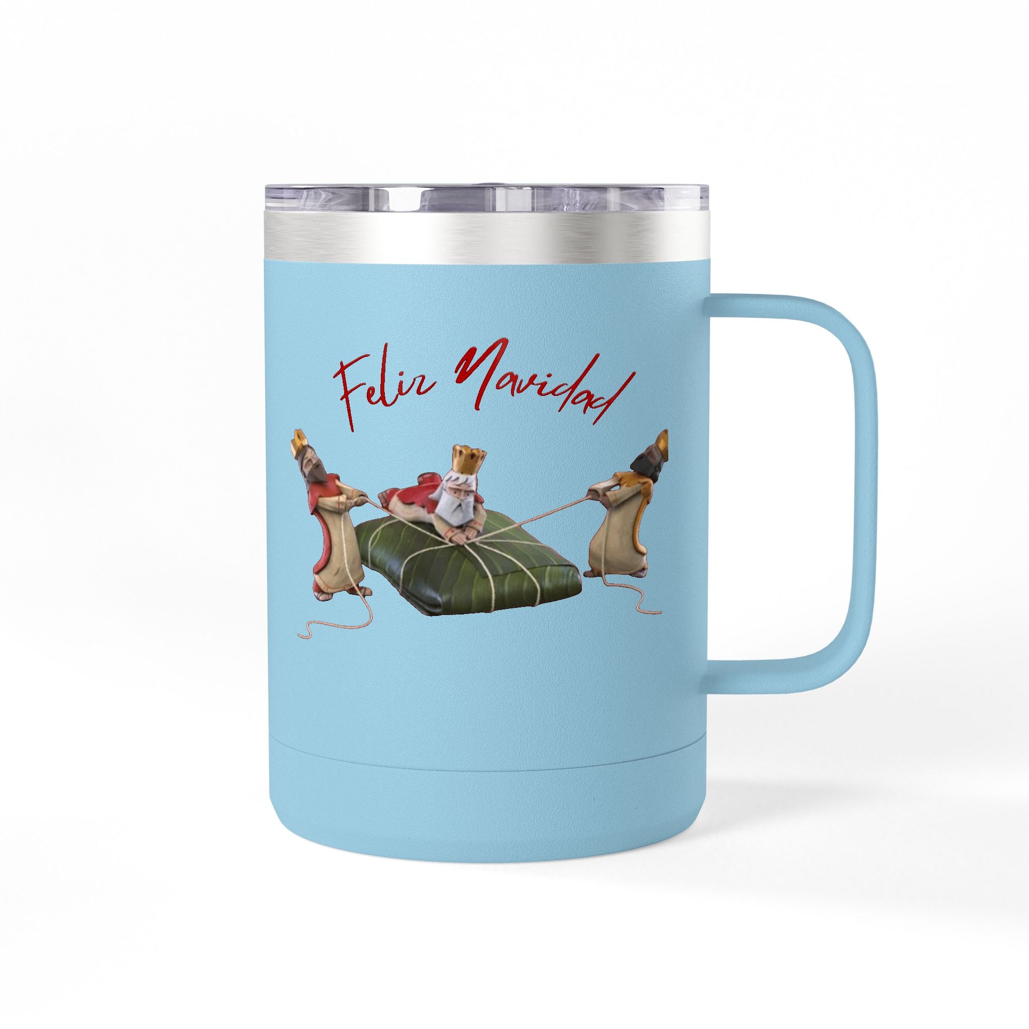 3 KINGS Holiday Travel Tumbler — 'Feliz Navidad' Dachshund Santa Design Coffee Cup for Fun Celebrations