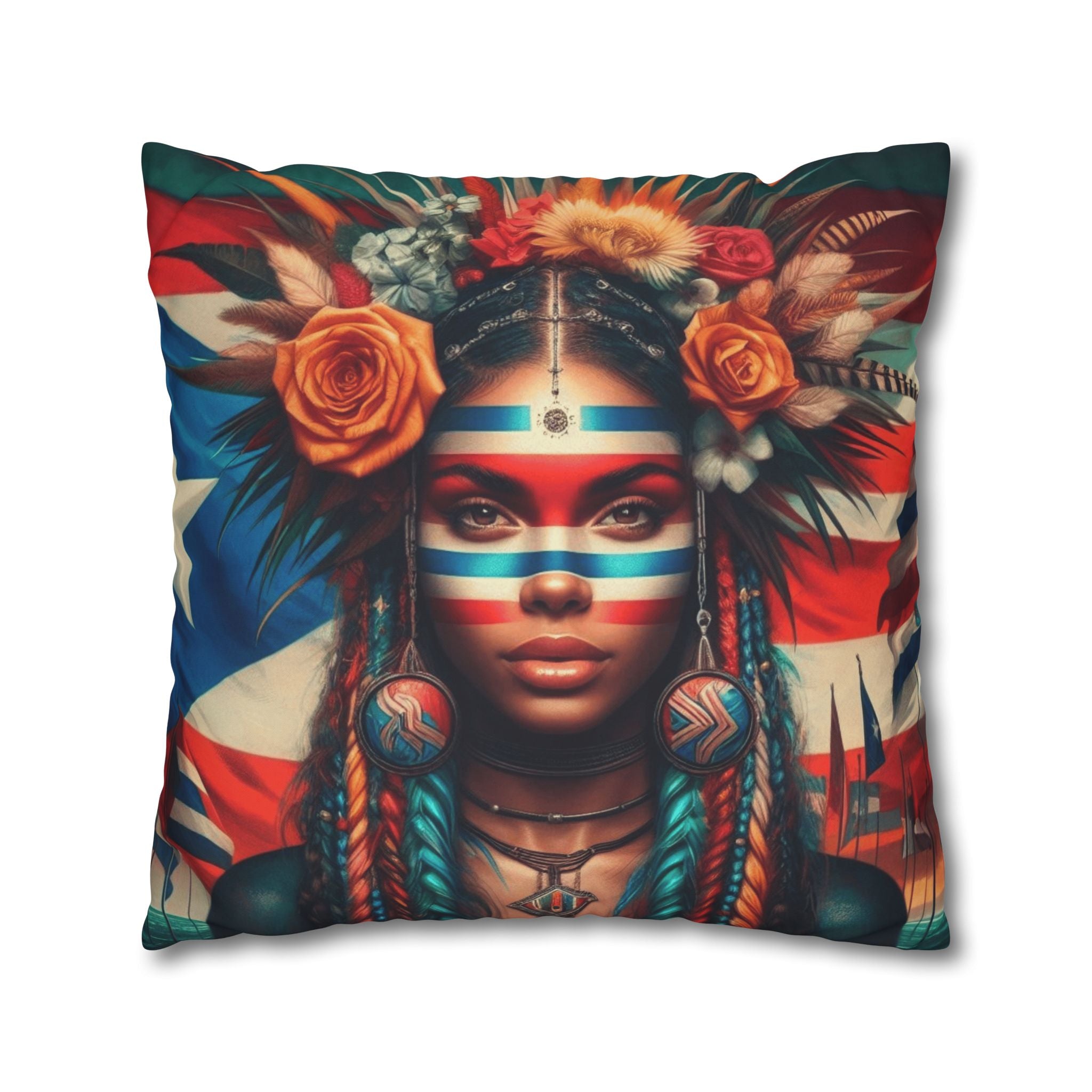 Tribal Goddess Decorative Pillow Puerto Rico Culture Pillow