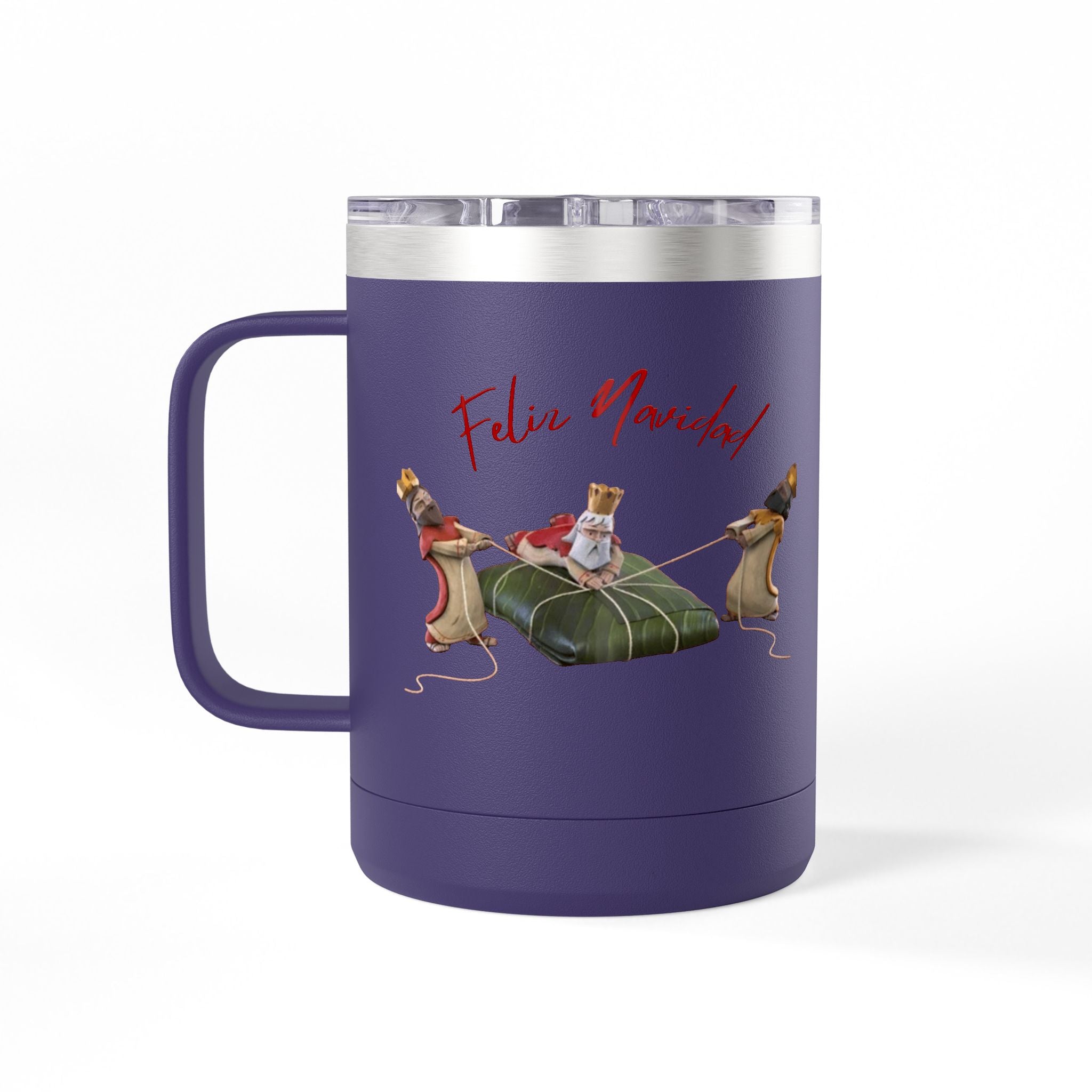 3 KINGS Holiday Travel Tumbler — 'Feliz Navidad' Dachshund Santa Design Coffee Cup for Fun Celebrations