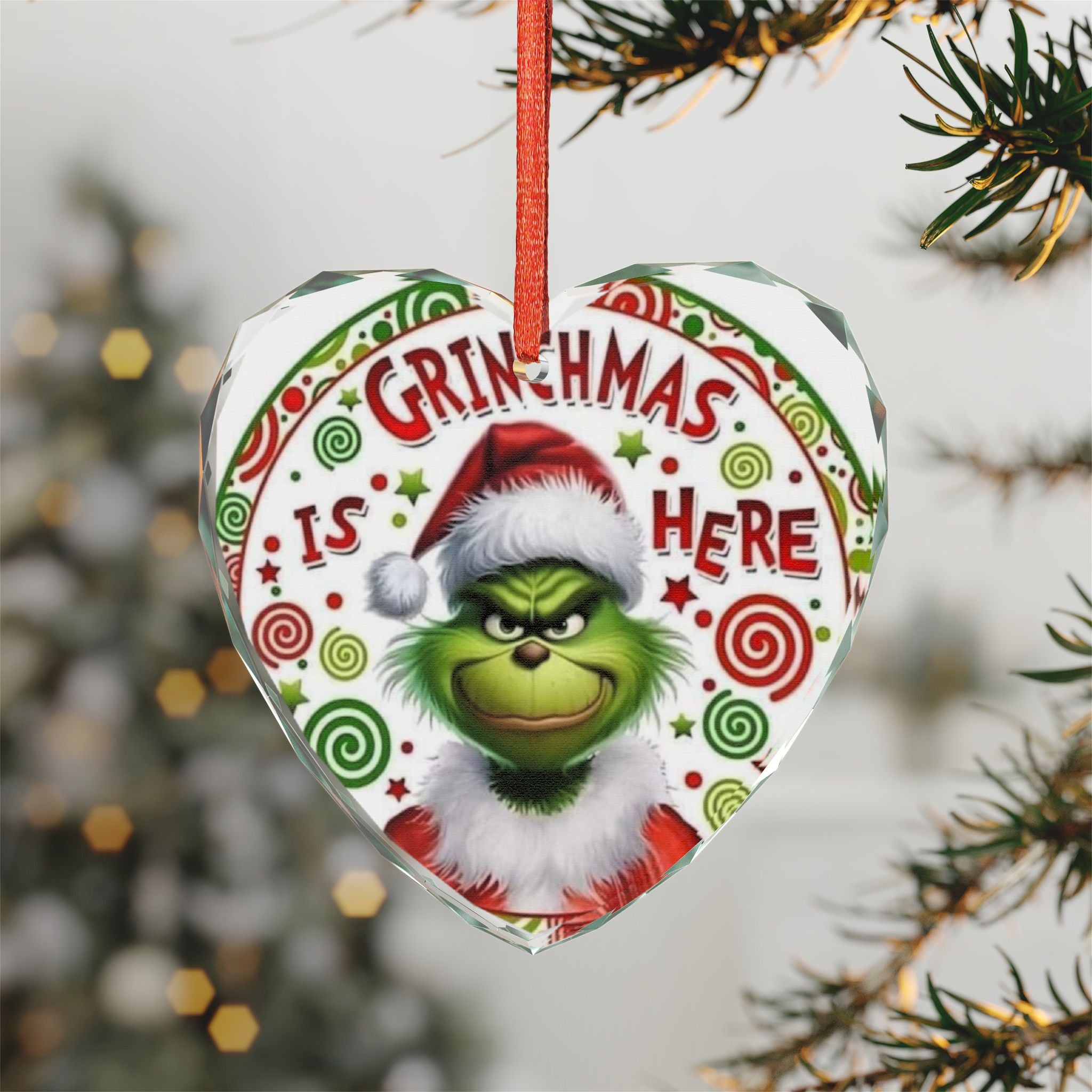 Grinch Christmas Glass Ornament - Holiday Decor